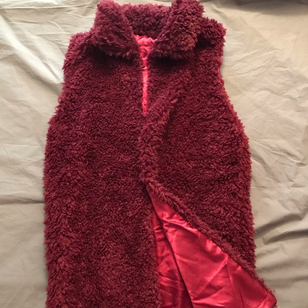 Burgundy Fur Vest